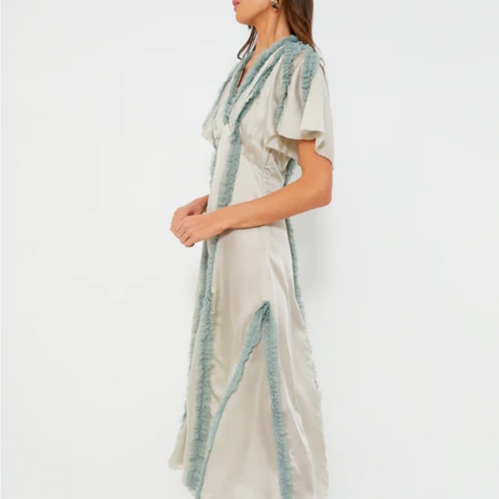 THE GREAT. Cream and Blue Ruffled Dancehall dress - Picture 8 of 10
